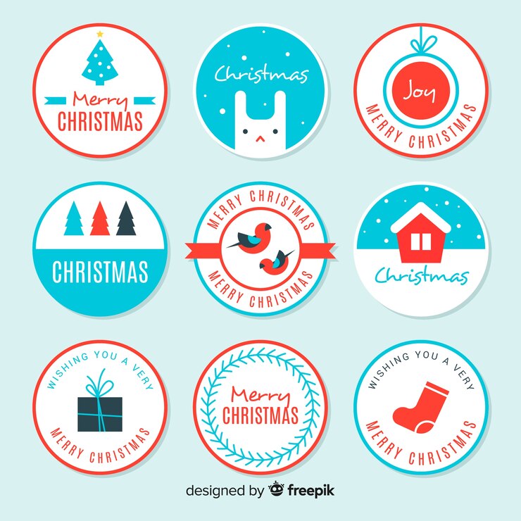 Vector gratuito colección de etiquetas de navidad bonitas