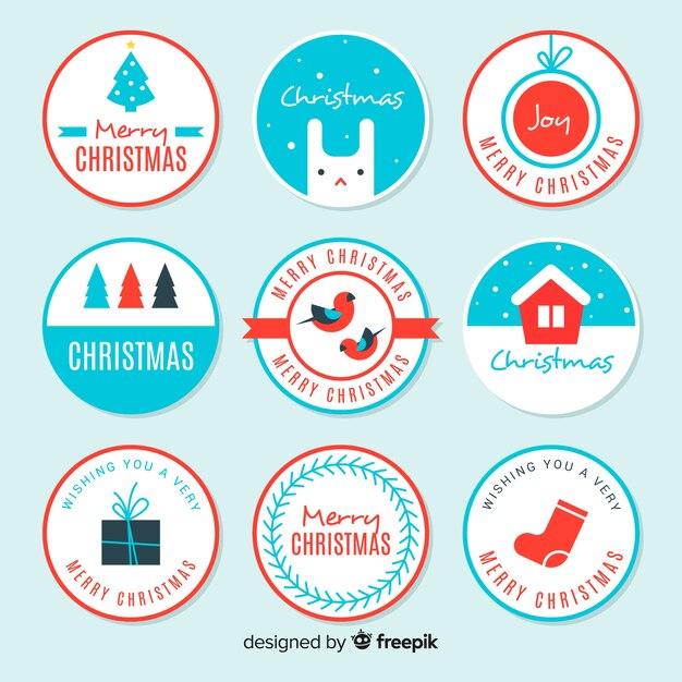 Colección de etiquetas de navidad bonitas