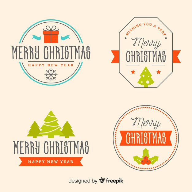 Colección de etiquetas de navidad bonitas