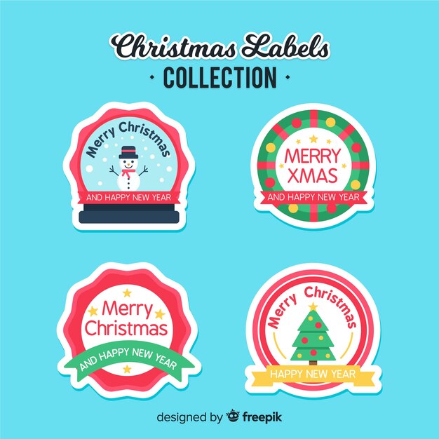 Colección de etiquetas de navidad bonitas