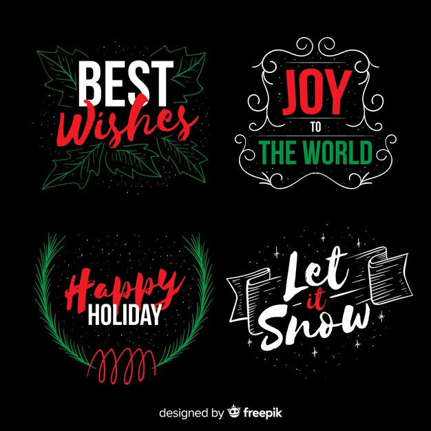 Colección etiquetas navidad lettering