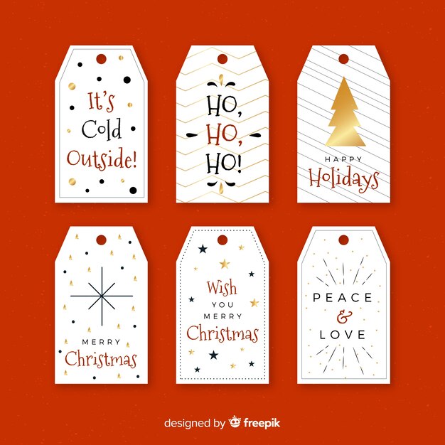 Colección de etiquetas de navidad con negro y dorado