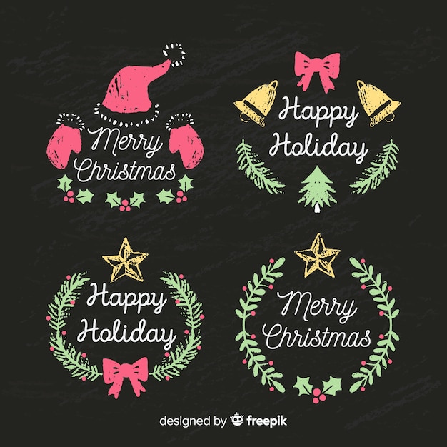 Colección etiquetas navidad pizarra