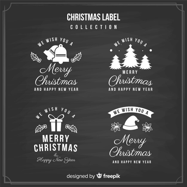 Colección etiquetas navidad pizarra