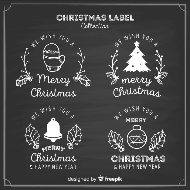 Colección etiquetas navidad pizarra