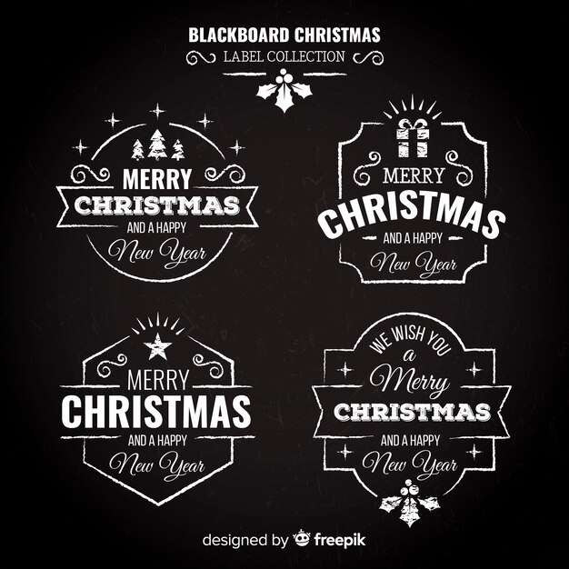 Colección etiquetas navidad pizarra