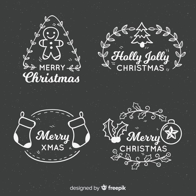 Colección de etiquetas de navidad de pizarra