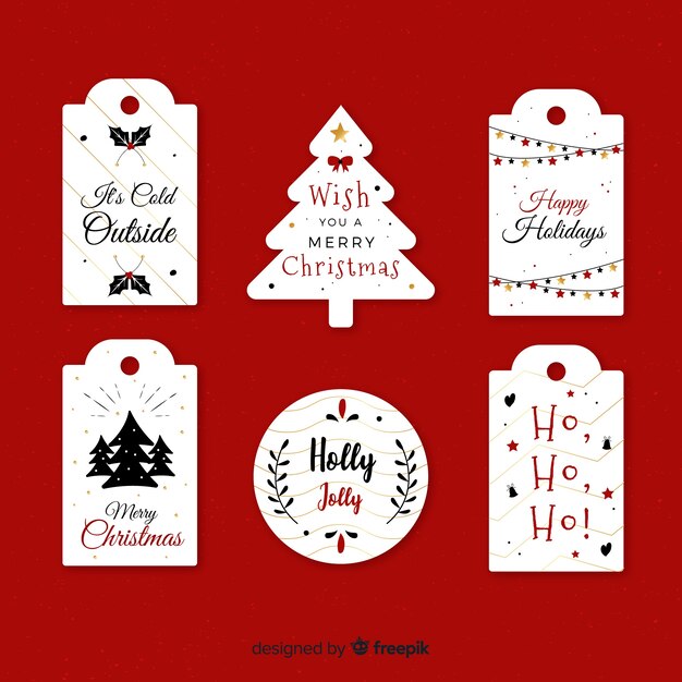 Colección etiquetas navidad texto