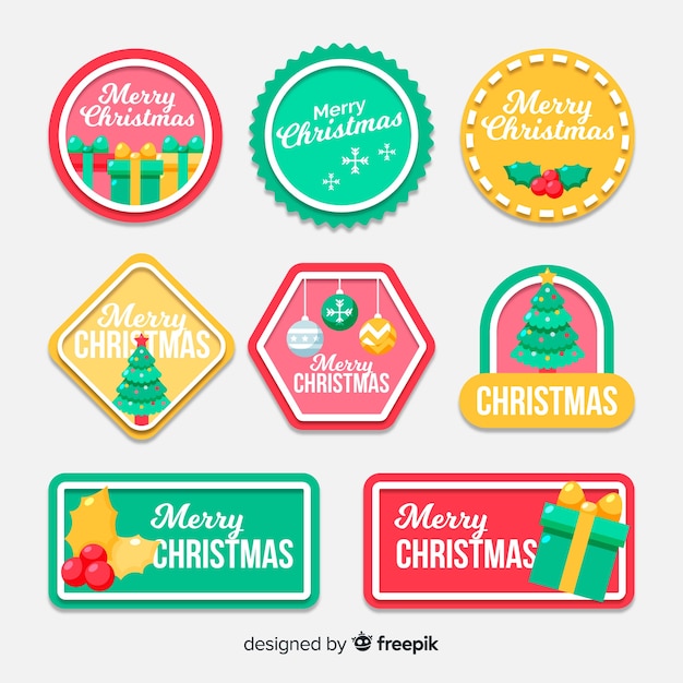 Vector gratuito colección de etiquetas de navidad