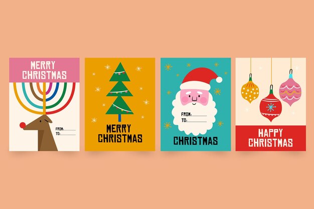 Colección etiquetas navideñas dibujadas a mano