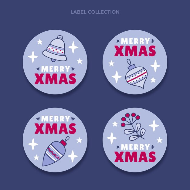 Colección etiquetas navideñas dibujadas a mano