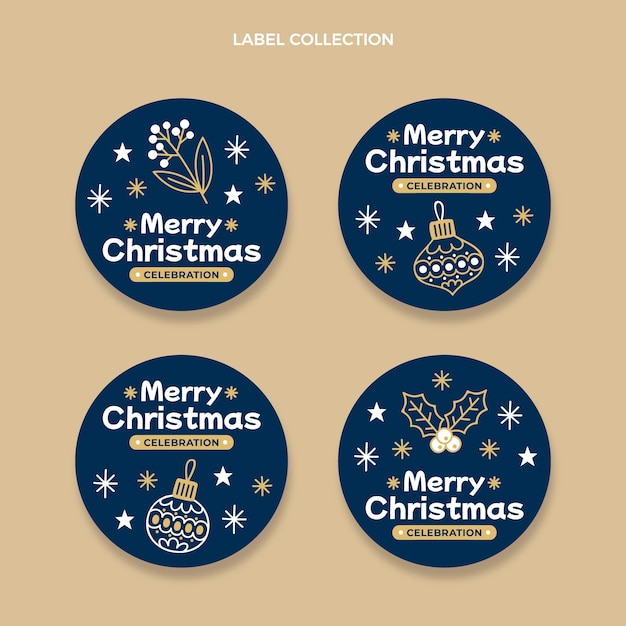 Colección etiquetas navideñas dibujadas a mano