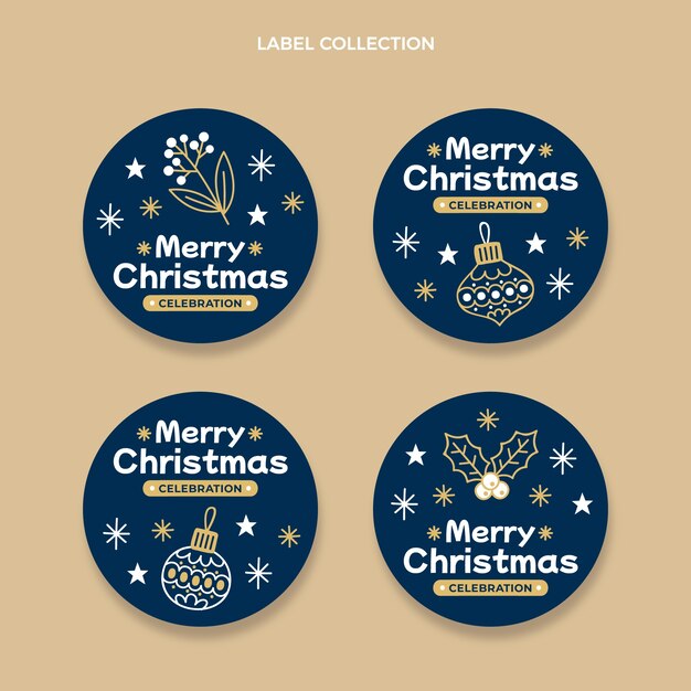 Colección etiquetas navideñas dibujadas a mano