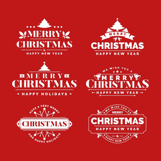 Colección de etiquetas navideñas planas
