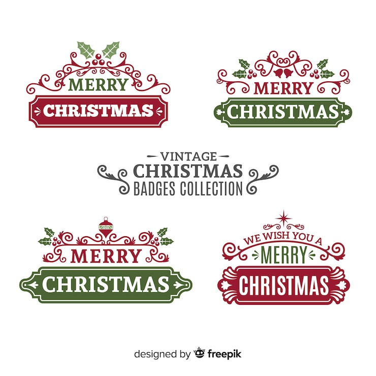 Vector gratuito colección de etiquetas navideñas vintage