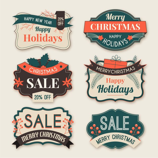 Colección de etiquetas navideñas vintage