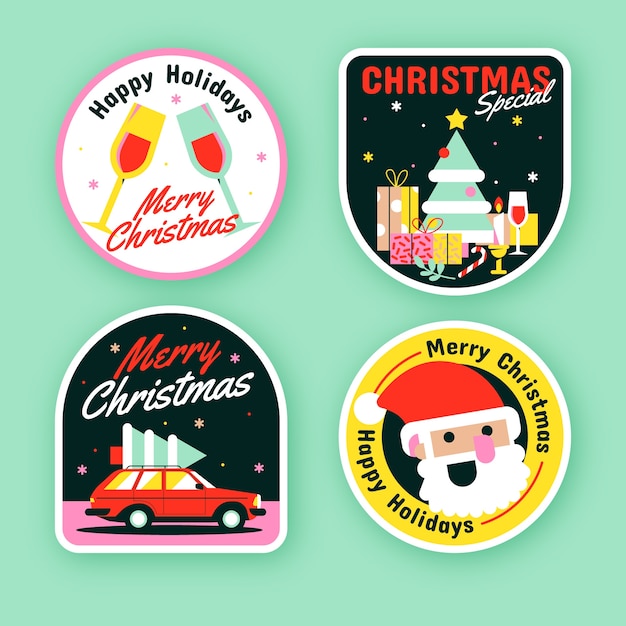 Vector gratuito colección de etiquetas navideñas