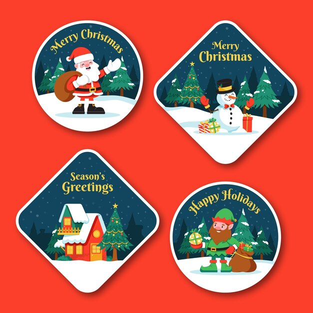 Colección de etiquetas navideñas