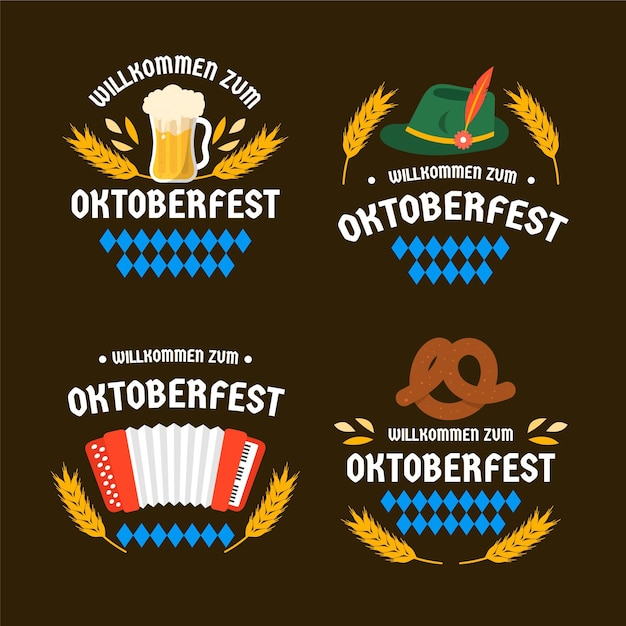 Vector gratuito colección de etiquetas oktoberfest