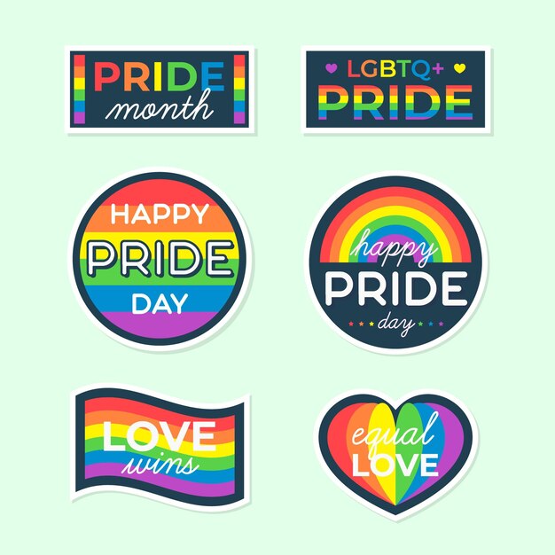 Colección de etiquetas de orgullo del arco iris