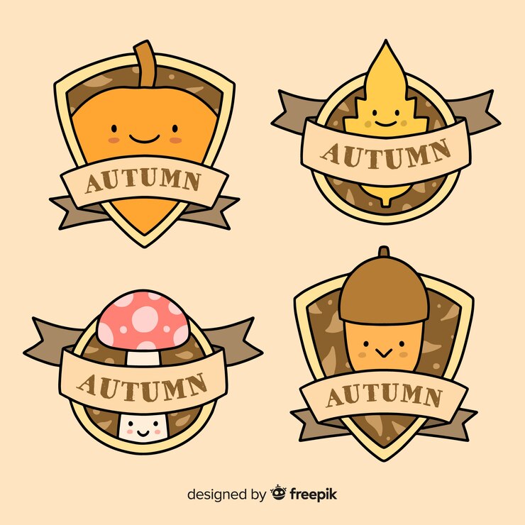 Vector gratuito colección de etiquetas de otoño dibujadas a mano