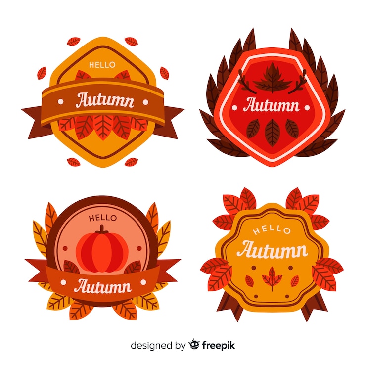 Vector gratuito colección de etiquetas de otoño dibujado a mano