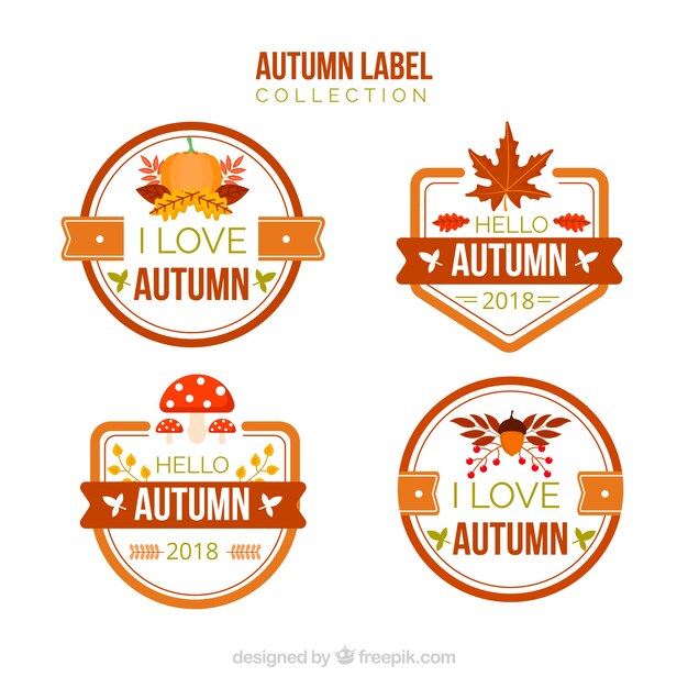 Colección de etiquetas de otoño con naturaleza