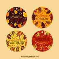 Vector gratuito colección de etiquetas de otoño con naturaleza