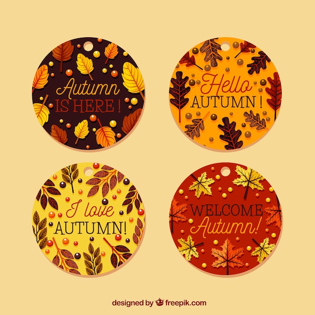 Colección de etiquetas de otoño con naturaleza