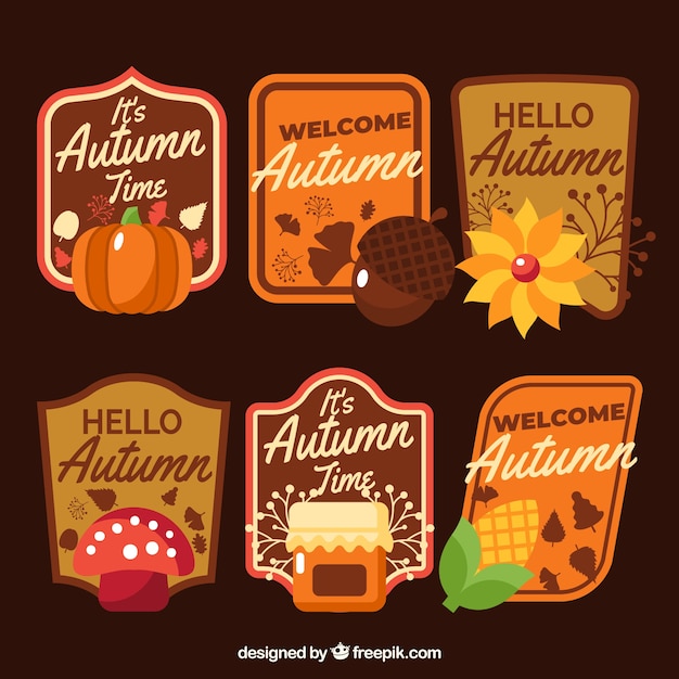 Colección de etiquetas de otoño con naturaleza