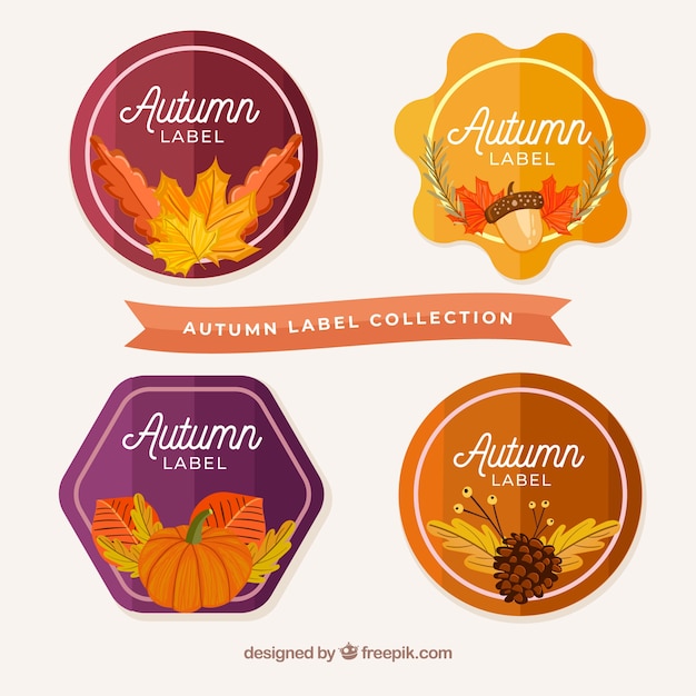 Vector gratuito colección de etiquetas de otoño