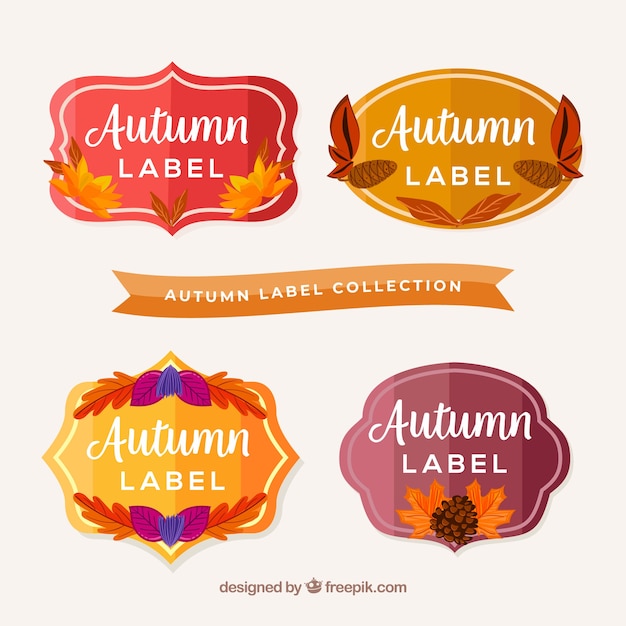 Colección de etiquetas de otoño