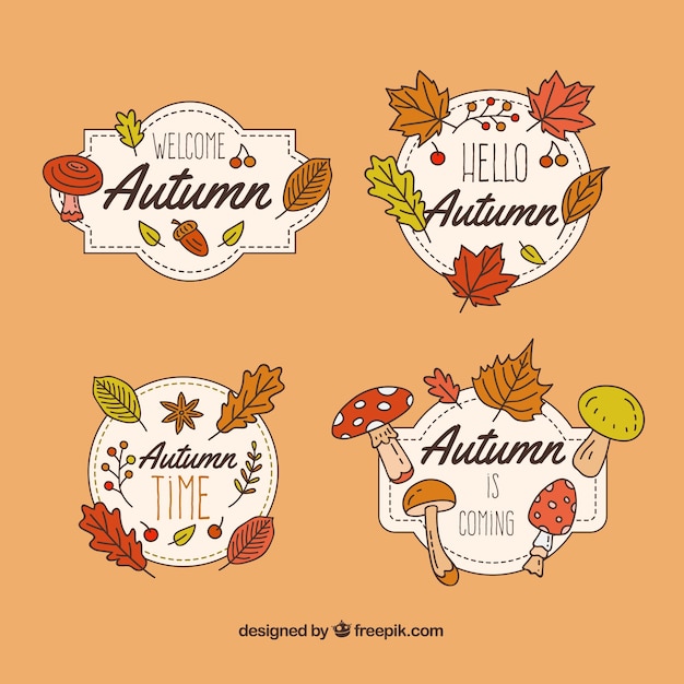 Colección de etiquetas de otoño