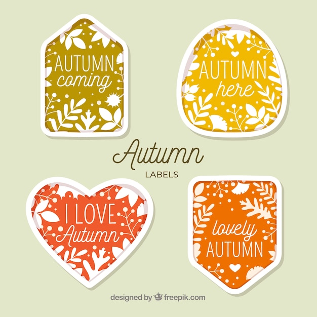 Vector gratuito colección de etiquetas de otoño