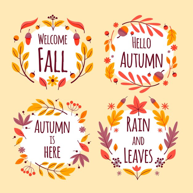 Colección de etiquetas de otoño