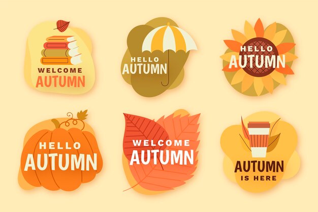 Colección de etiquetas de otoño