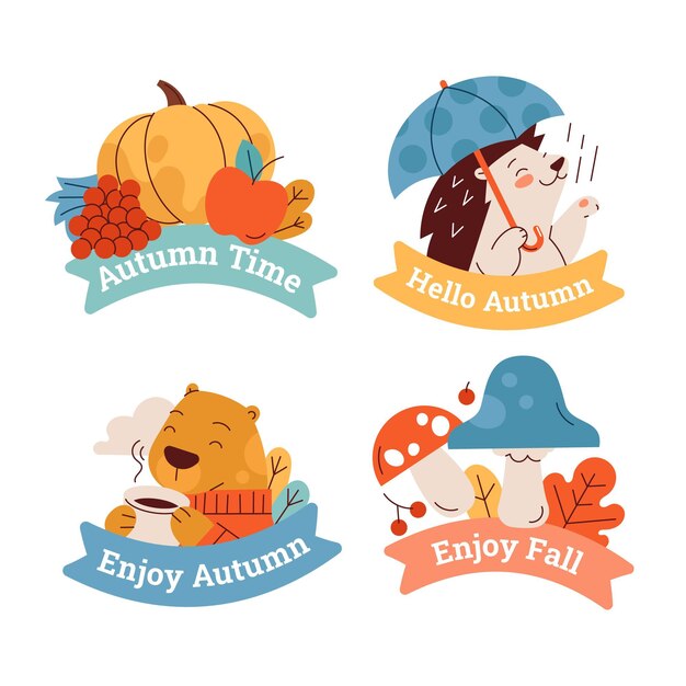 Colección de etiquetas de otoño