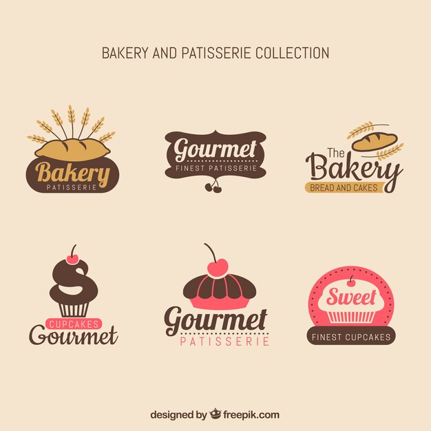 Colección de etiquetas de panadería con estilo vintage