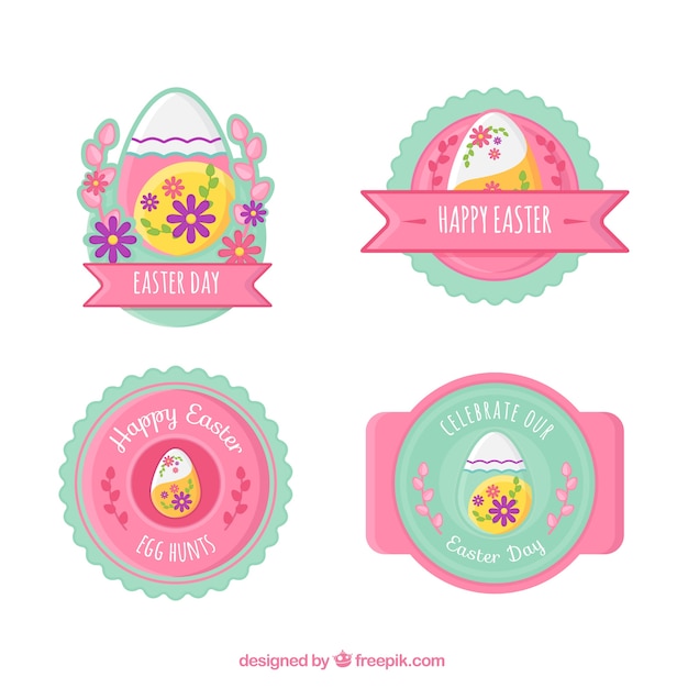 Vector gratuito colección de etiquetas de pascua rosas