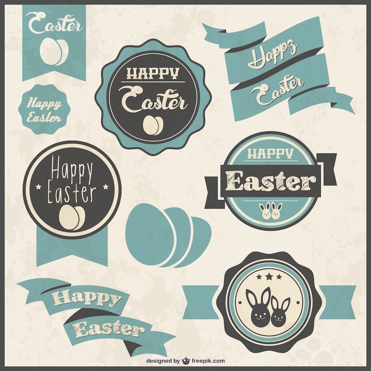 Vector gratuito colección de etiquetas de pascua