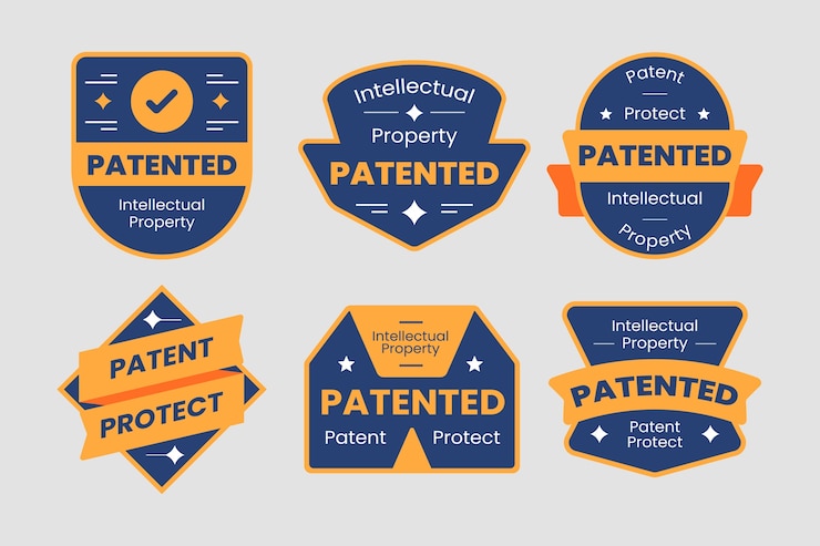 Vector gratuito colección de etiquetas patentadas en degradado