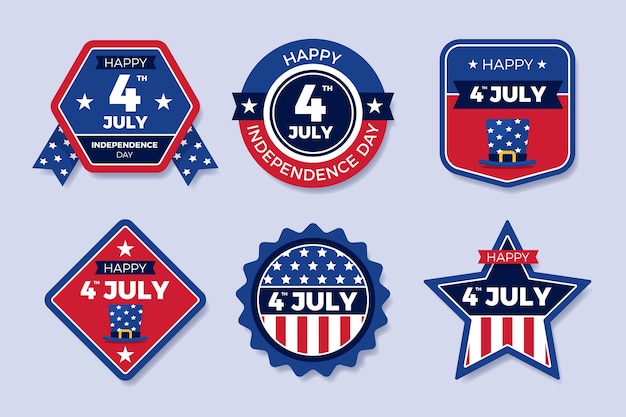 Colección de etiquetas planas del 4 de julio
