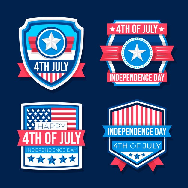 Colección de etiquetas planas del 4 de julio