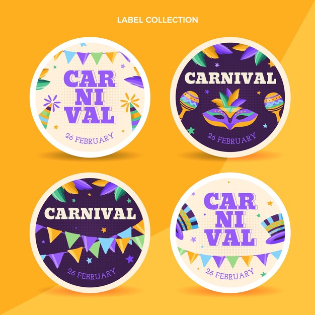 Colección de etiquetas planas de carnaval