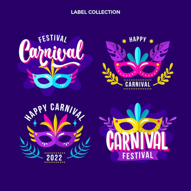 Vector gratuito colección de etiquetas planas de carnaval