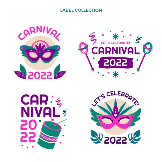 Colección de etiquetas planas de carnaval