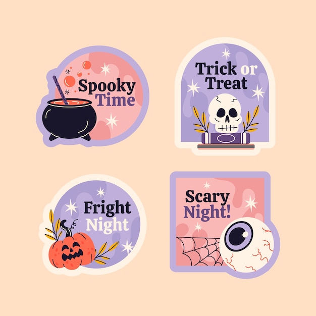 Vector gratuito colección de etiquetas planas para la celebración de halloween