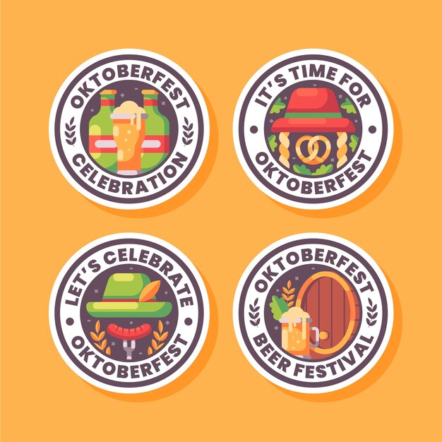 Colección de etiquetas planas para la celebración del oktoberfest
