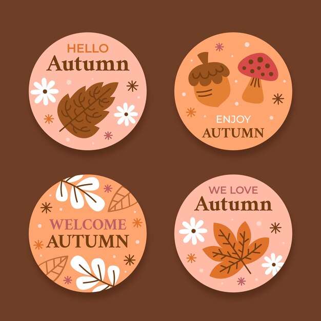 Colección de etiquetas planas para celebración de otoño