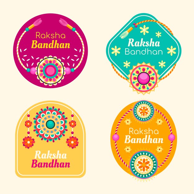 Colección de etiquetas planas para la celebración de raksha bandhan